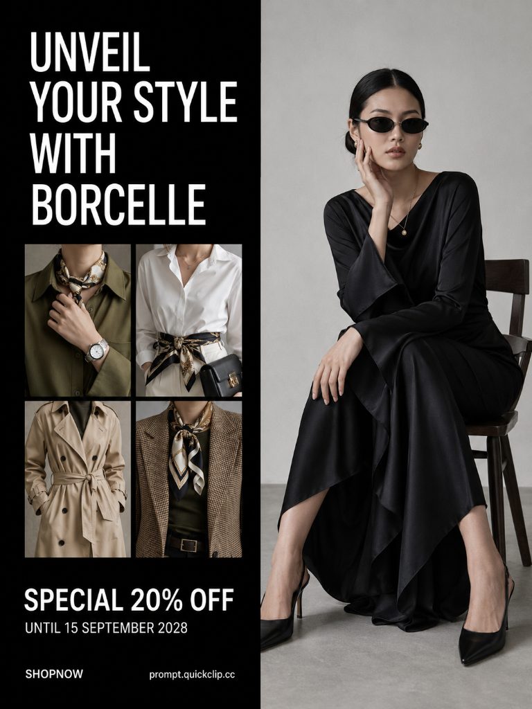 Monochrome Fashion Sale — commerce AI image prompt